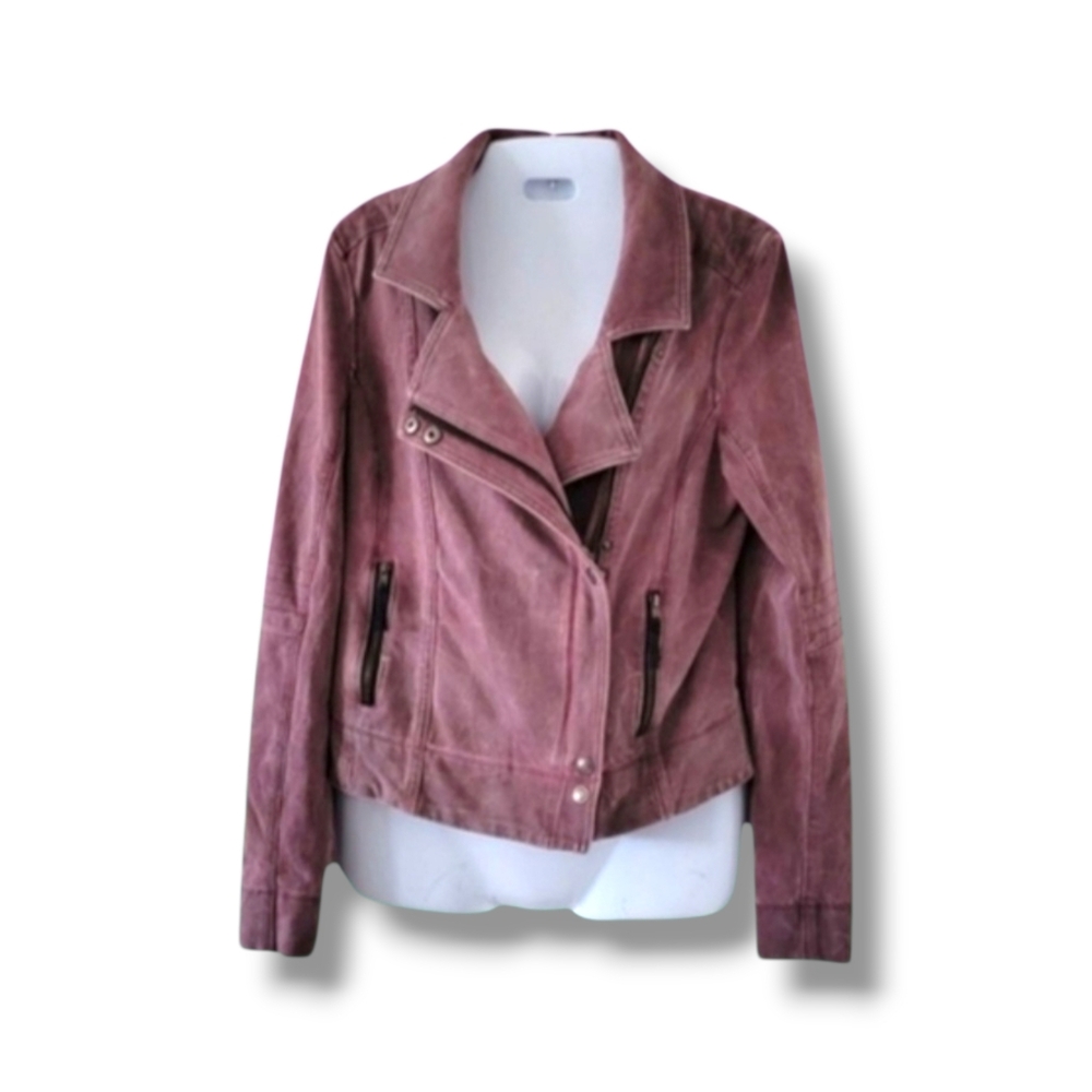 Marrakech | Anthro | Dusty Rose Washed Moto Jacket Stretch Cotton Size M
